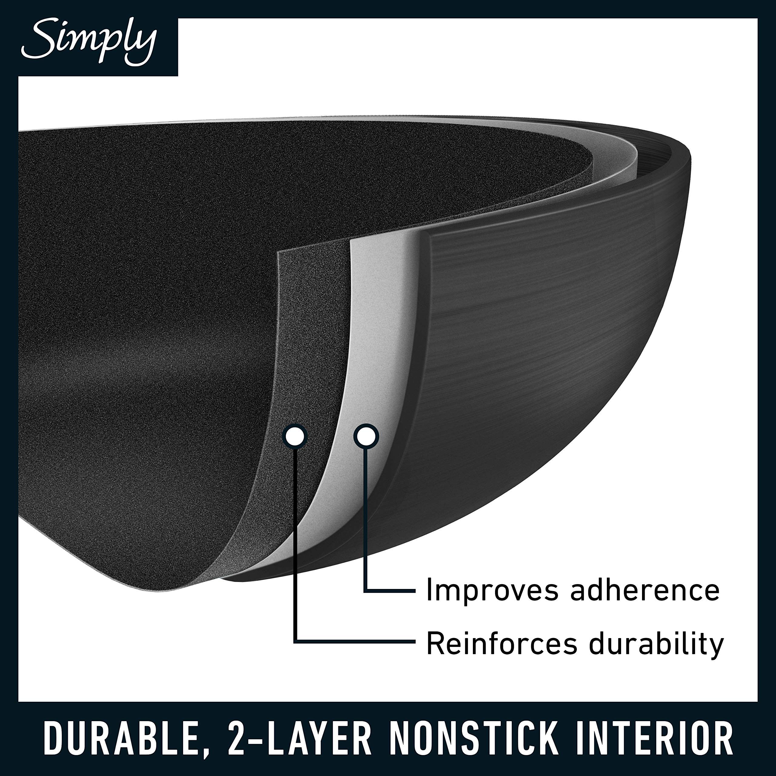 Calphalon 10-Piece Non-Stick Kitchen Cookware Set Black Pots & Pans with Stay-Cool Stainless Steel Handles Hard-Anodized Aluminum for Even Heating - Image 3