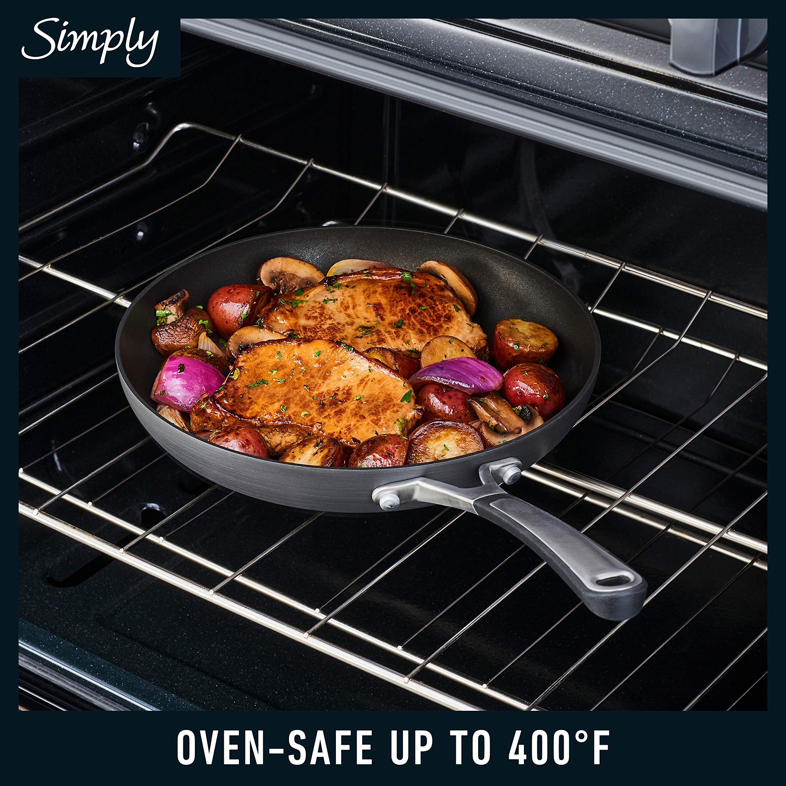 Calphalon 10-Piece Non-Stick Kitchen Cookware Set Black Pots & Pans with Stay-Cool Stainless Steel Handles Hard-Anodized Aluminum for Even Heating - Image 6