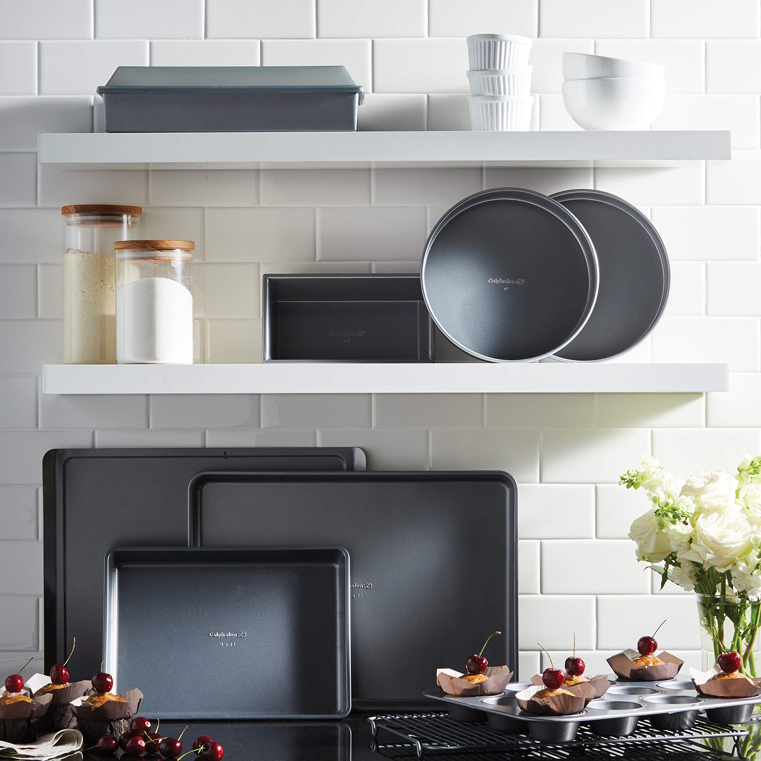 Calphalon 10-Piece Nonstick Bakeware Set Includes Baking Sheet Cookie Sheet Cake Pans Muffin Pan and More Dishwasher Safe Silver - Image 7