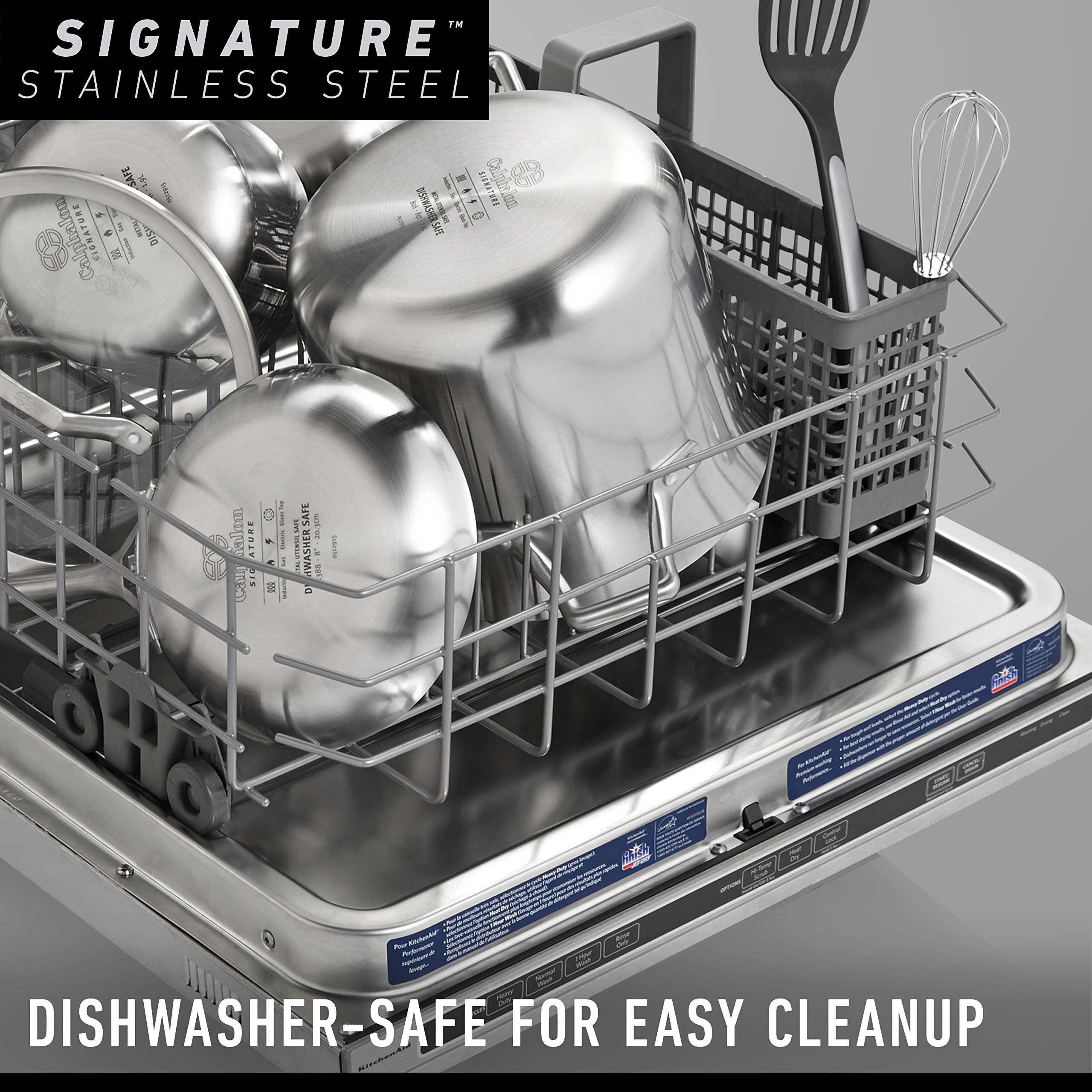 Calphalon 5-Ply Stainless Steel Cookware Set 10 Piece Includes Frying Pans, Pots and Pans Set, Induction, Oven Safe 500F, Silver - Image 5