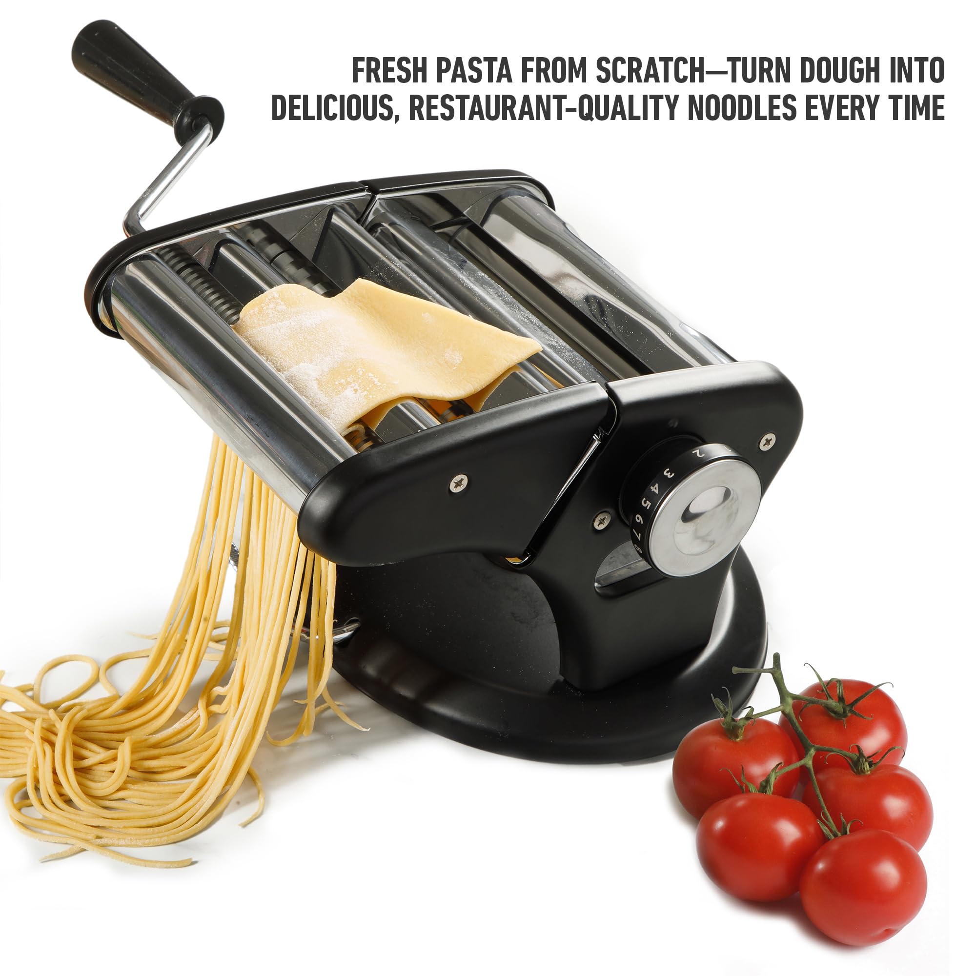 Calphalon Aero Heavy Duty Manual Pasta Maker Machine Noodle Maker w/Rollers & Cutters - Spaghetti, Fettuccini, Lasagna or Dumpling Skin - Image 3