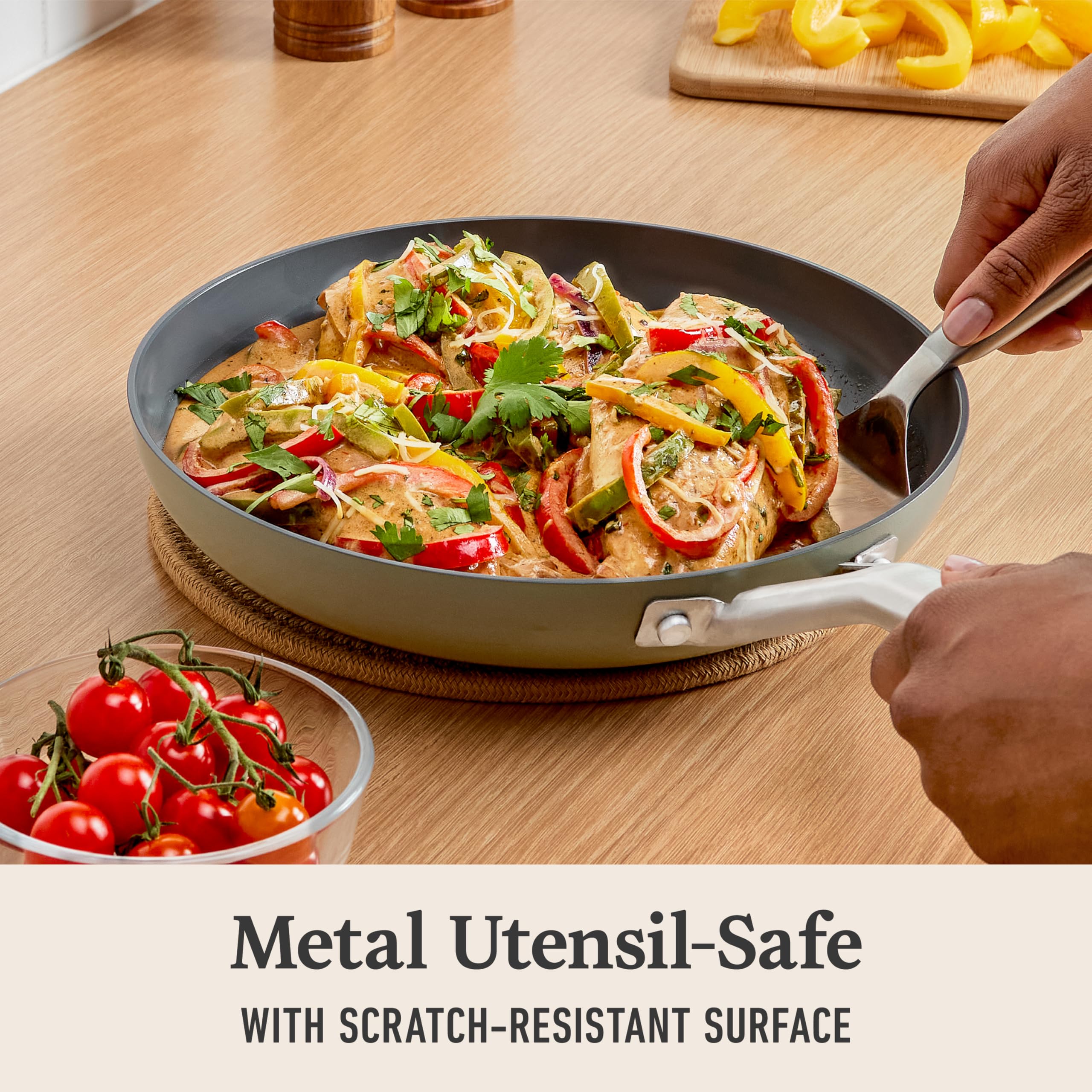 Calphalon® Ceramic Nonstick 8" and 10" Frying Pan Set, Silver Ash - Image 4