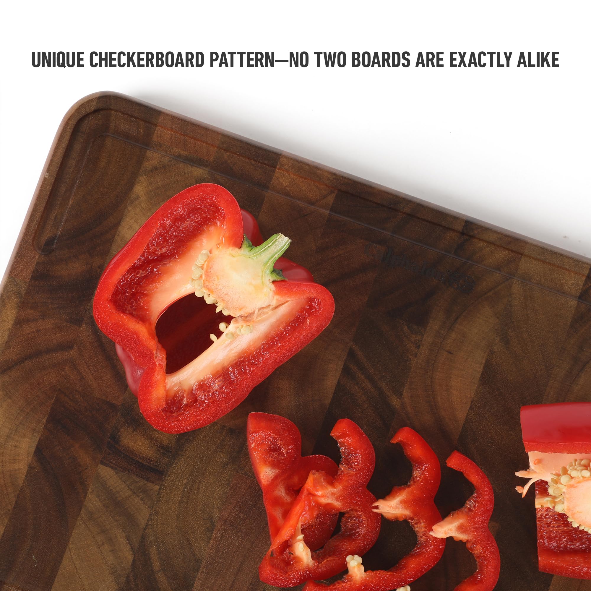 Calphalon Edge Guard 13.6 x 9.5 End Grain Acacia Wood Cutting Board - Image 6