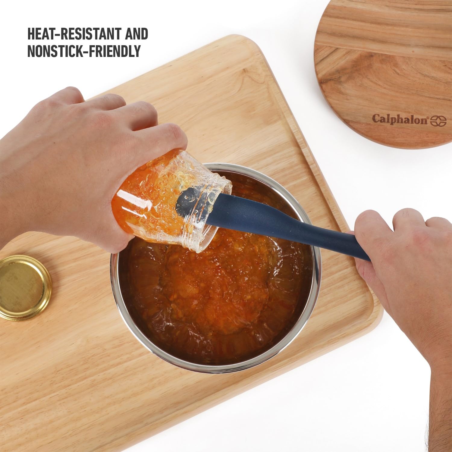 Calphalon Edge Silicone Flexible 9" Jar Scraper - Navy Blue - Image 3