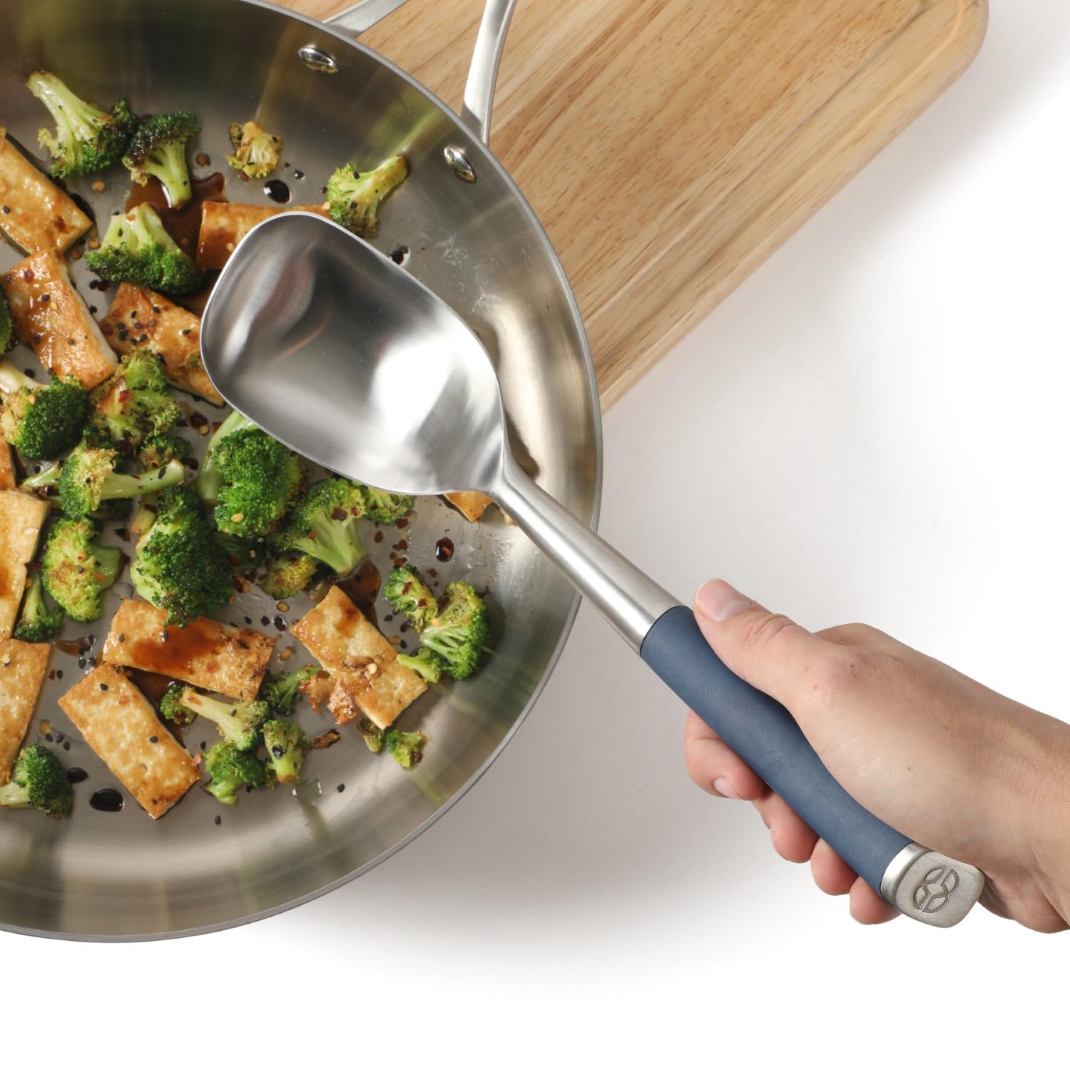 Calphalon Edge Stainless Steel Kitchen Spoon - Navy Blue - Image 4