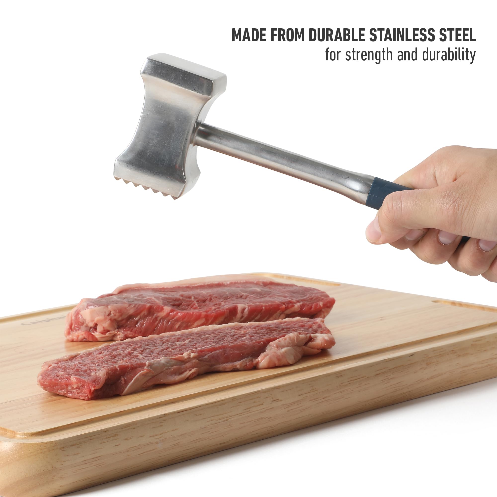 Calphalon Edge Stainless Steel Multi-Sided Meat Tenderizer w/Thermoplastic Rubber Handle - Navy Blue - Image 3