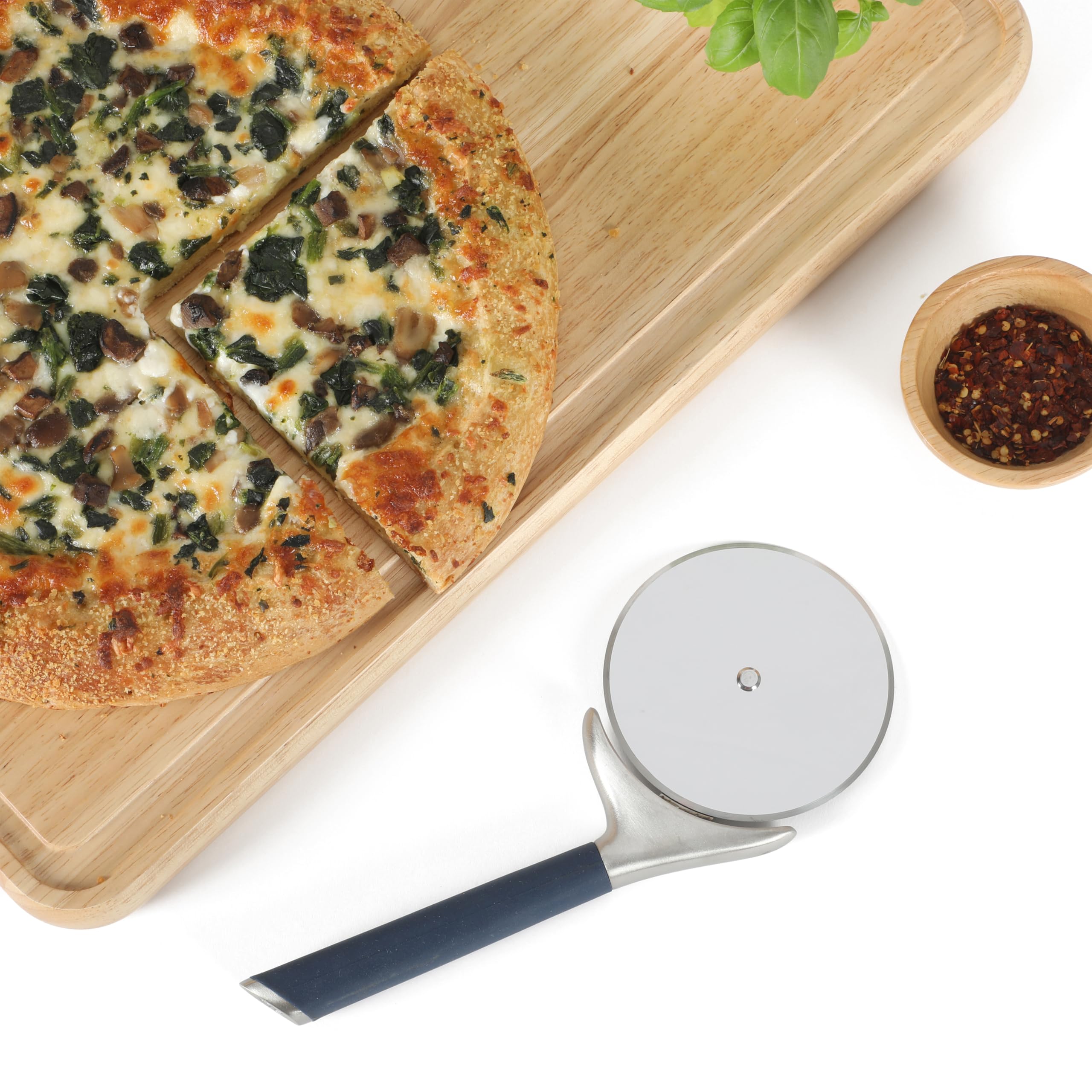 Calphalon Edge Stainless Steel Pizza Cutter w/Thermoplastic Rubber Handle - Navy Blue - Image 3