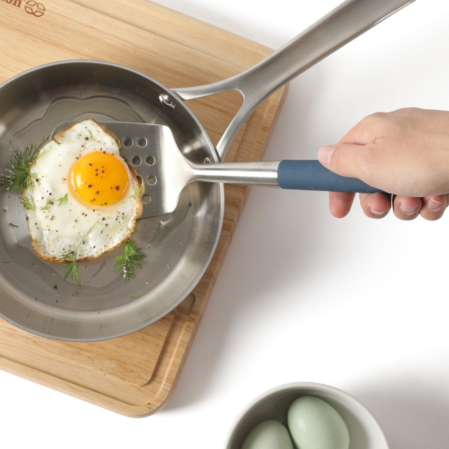 Calphalon Edge Stainless Steel Slotted Turner - Navy Blue - Image 5