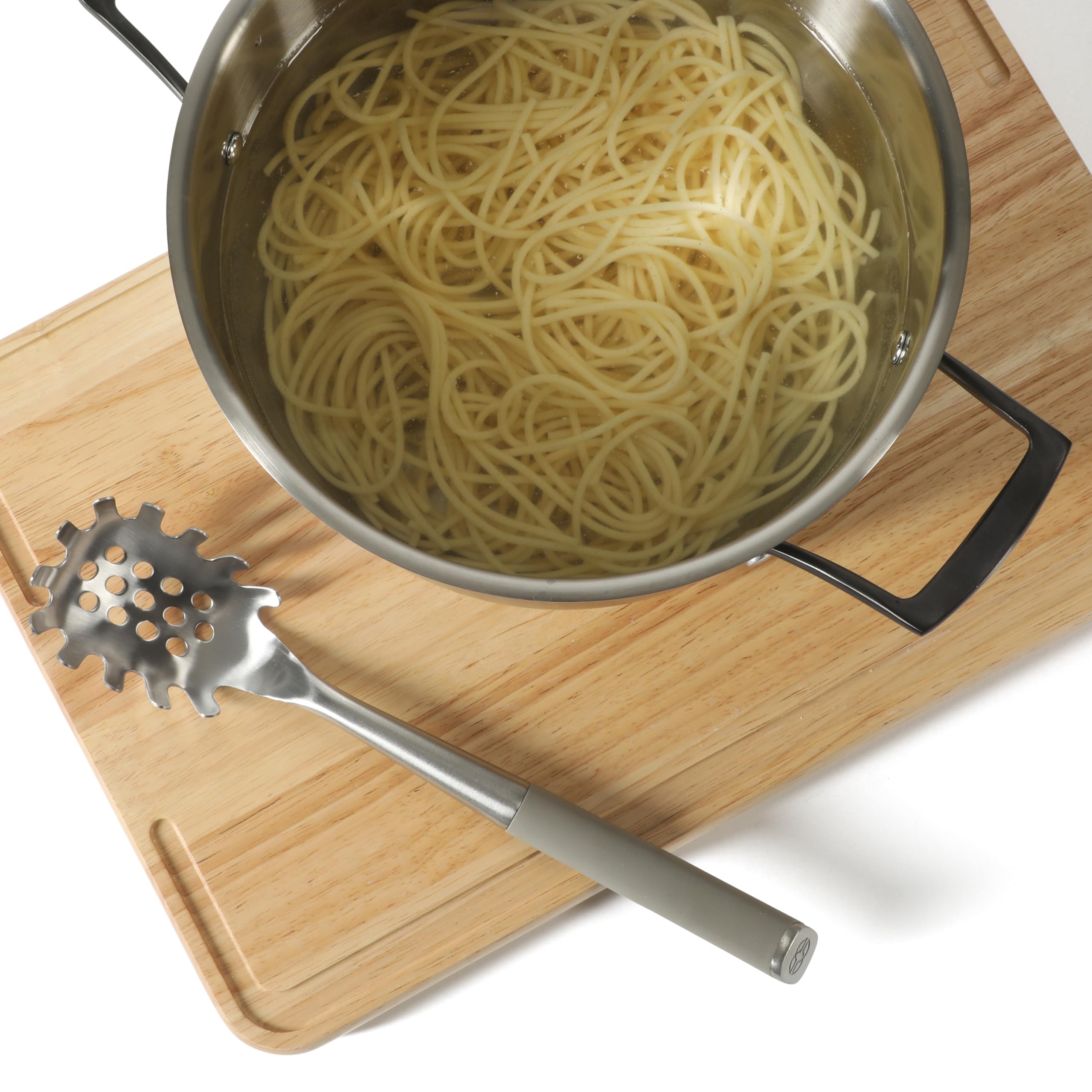 Calphalon Edge Stainless Steel Spaghetti Pasta Server w/Thermoplastic Rubber Handle - Taupe - Image 3