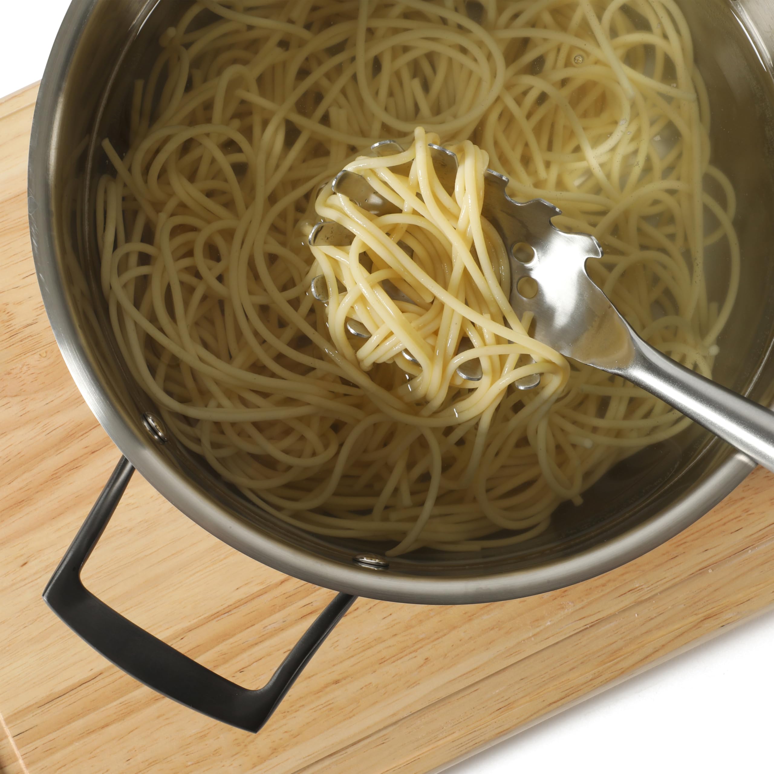 Calphalon Edge Stainless Steel Spaghetti Pasta Server w/Thermoplastic Rubber Handle - Taupe - Image 4