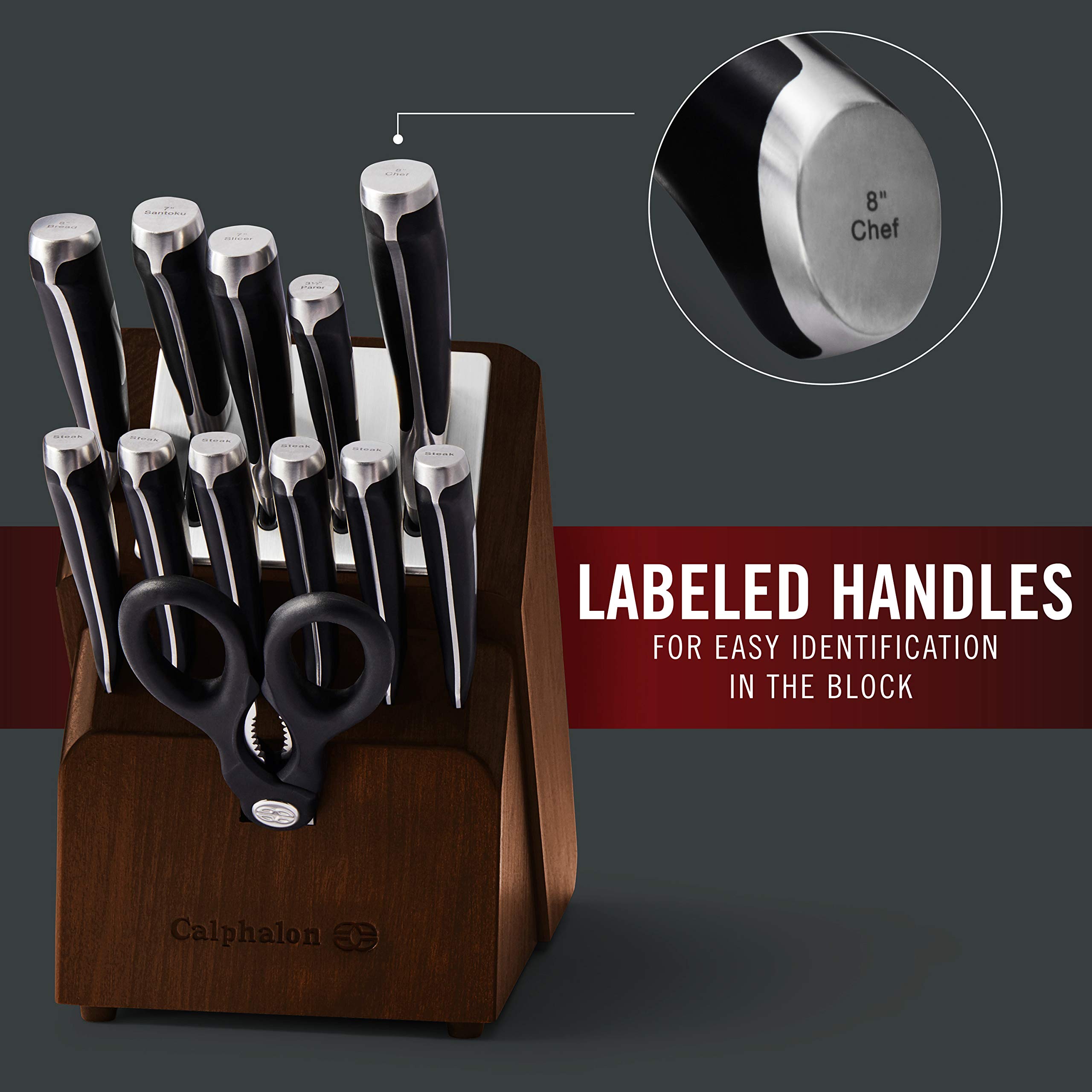 Calphalon Kitchen Knife Set with Self-Sharpening Block, 13-Piece NonStick Knives - Image 6