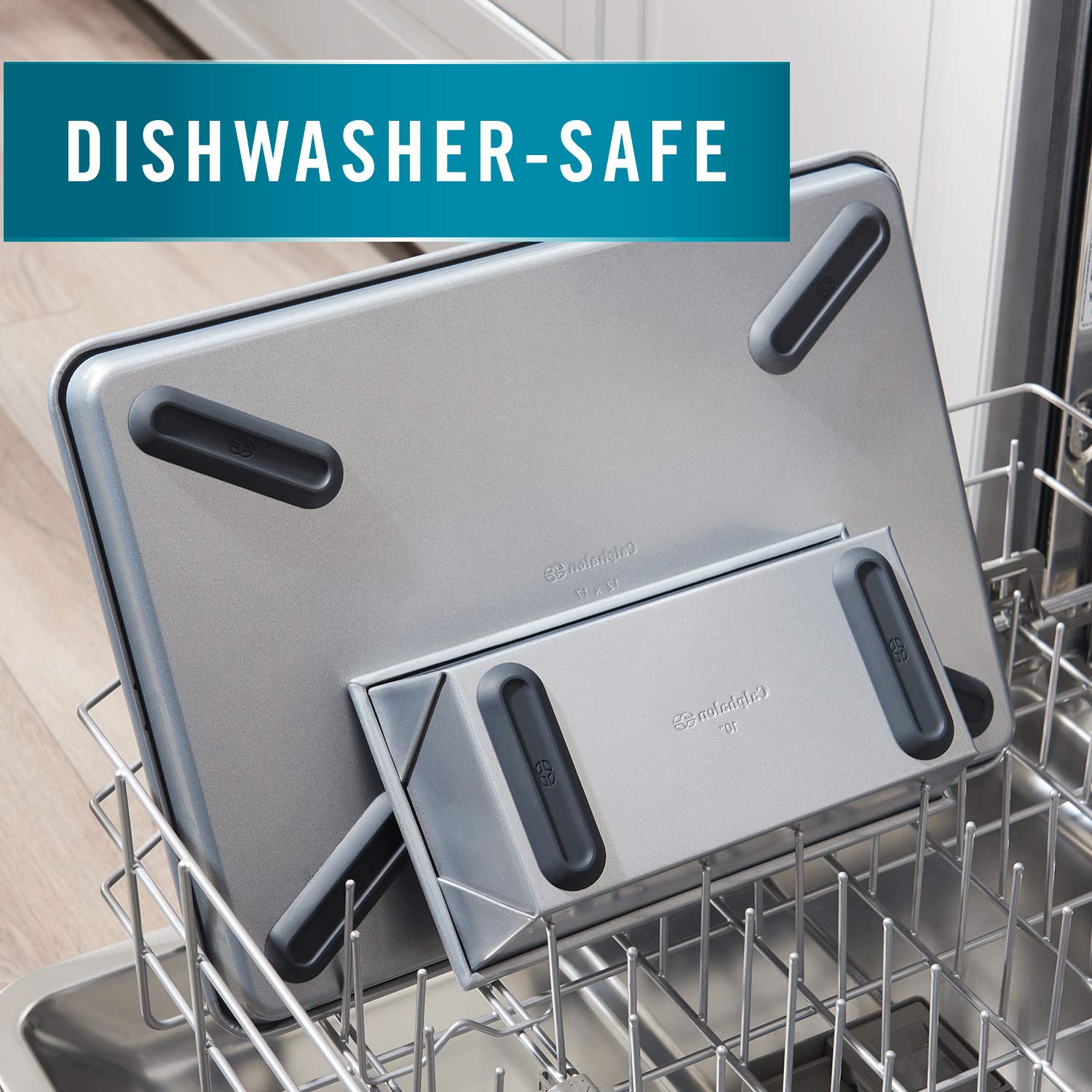 Calphalon Nonstick Bakeware Set, 6-Piece Set Includes Cookie Sheet, Cake, Brownie, Loaf, and Muffin Pans, Dishwasher Safe, Silver - Image 6