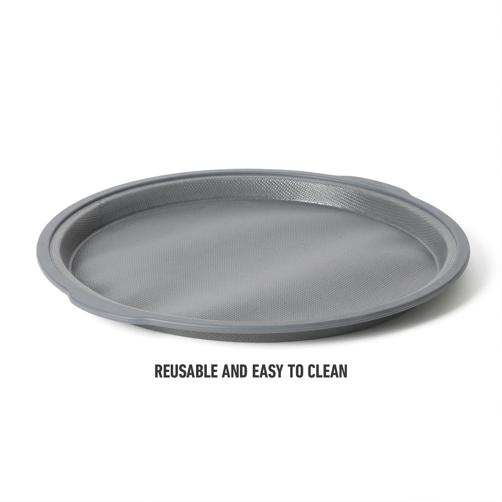 Calphalon Omni Exclusive GlassFlex Technology Flexible Silicone w/Micro-Woven Glass Ultra Air Flow 12.6 Inch Pizza Pan - Grey - Perfect Crisp Baking - Image 8