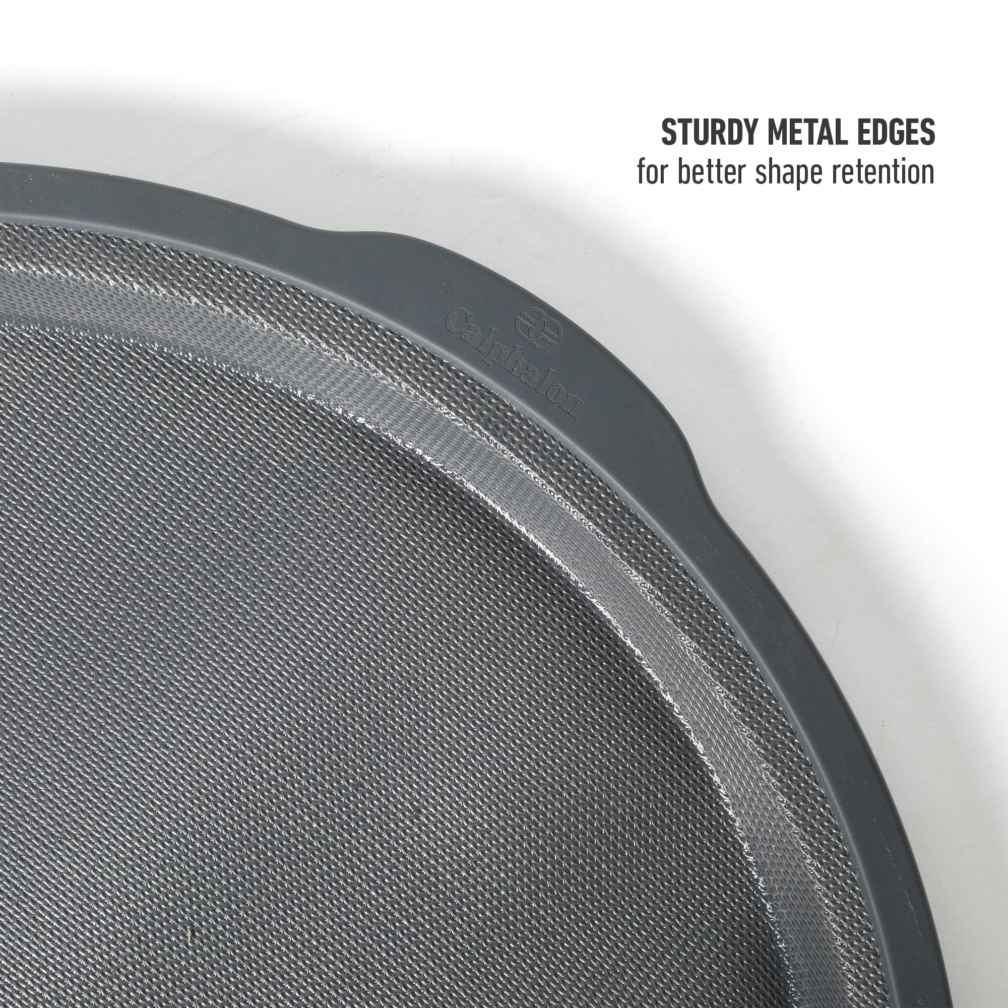 Calphalon Omni Exclusive GlassFlex Technology Flexible Silicone w/Micro-Woven Glass Ultra Air Flow 12.6 Inch Pizza Pan - Grey - Perfect Crisp Baking - Image 9