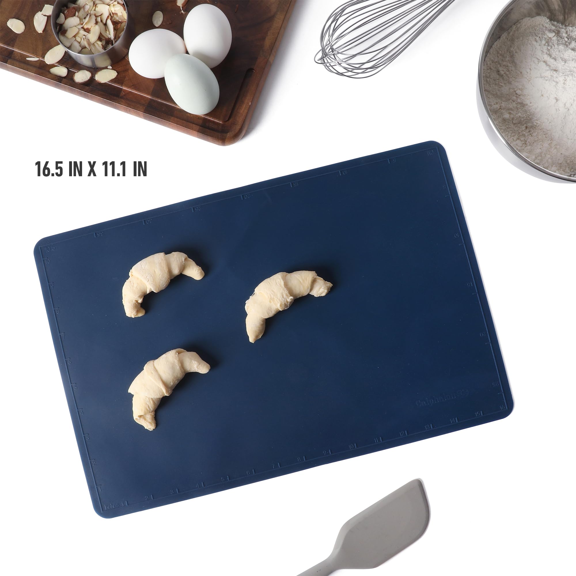 Calphalon Orbit 16.5 x 11 Inch Heat Resistant Kitchen Prep and Baking Mat - Navy Blue - Image 3