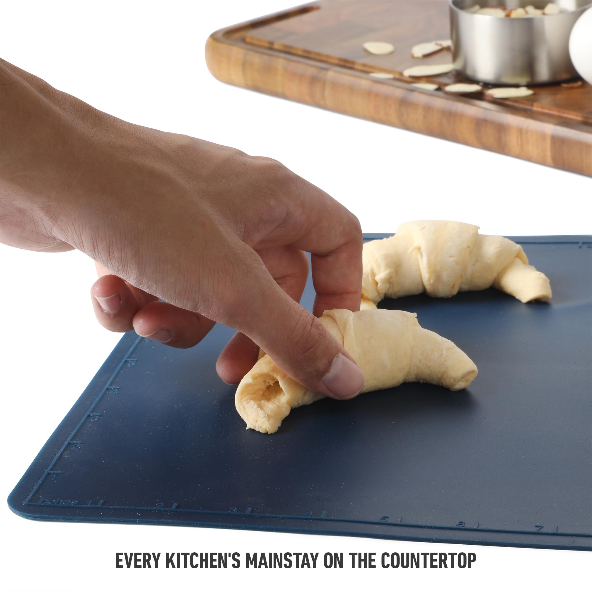 Calphalon Orbit 16.5 x 11 Inch Heat Resistant Kitchen Prep and Baking Mat - Navy Blue - Image 4