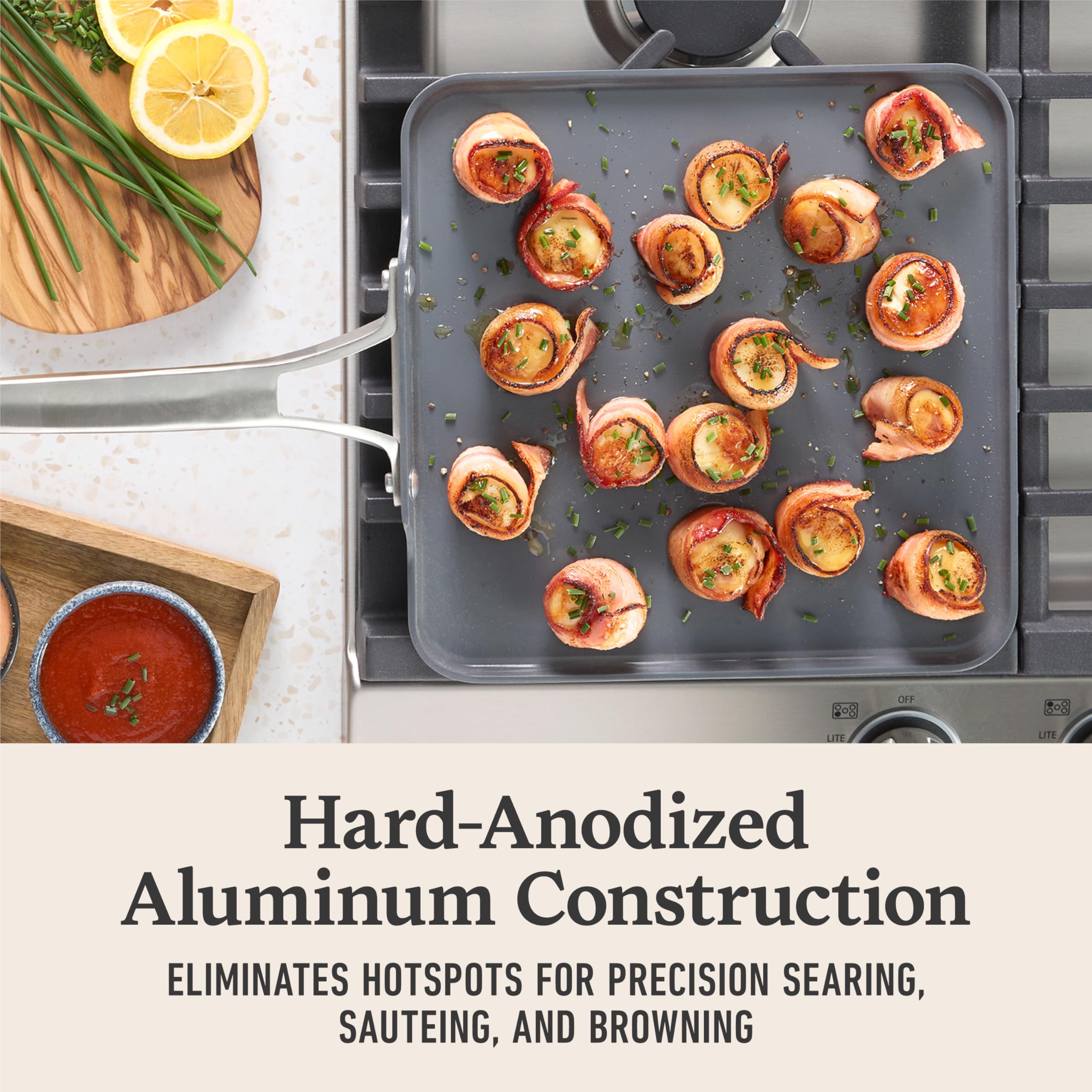 Calphalon® Premier Ceramic Nonstick 11" Square Griddle, Mushroom Grey - Image 3