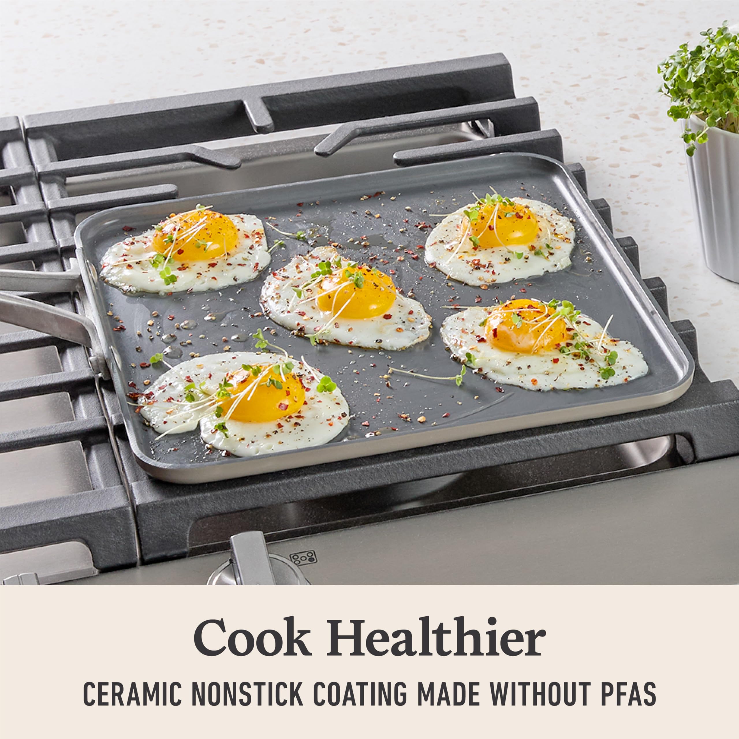 Calphalon® Premier Ceramic Nonstick 11" Square Griddle, Mushroom Grey - Image 4