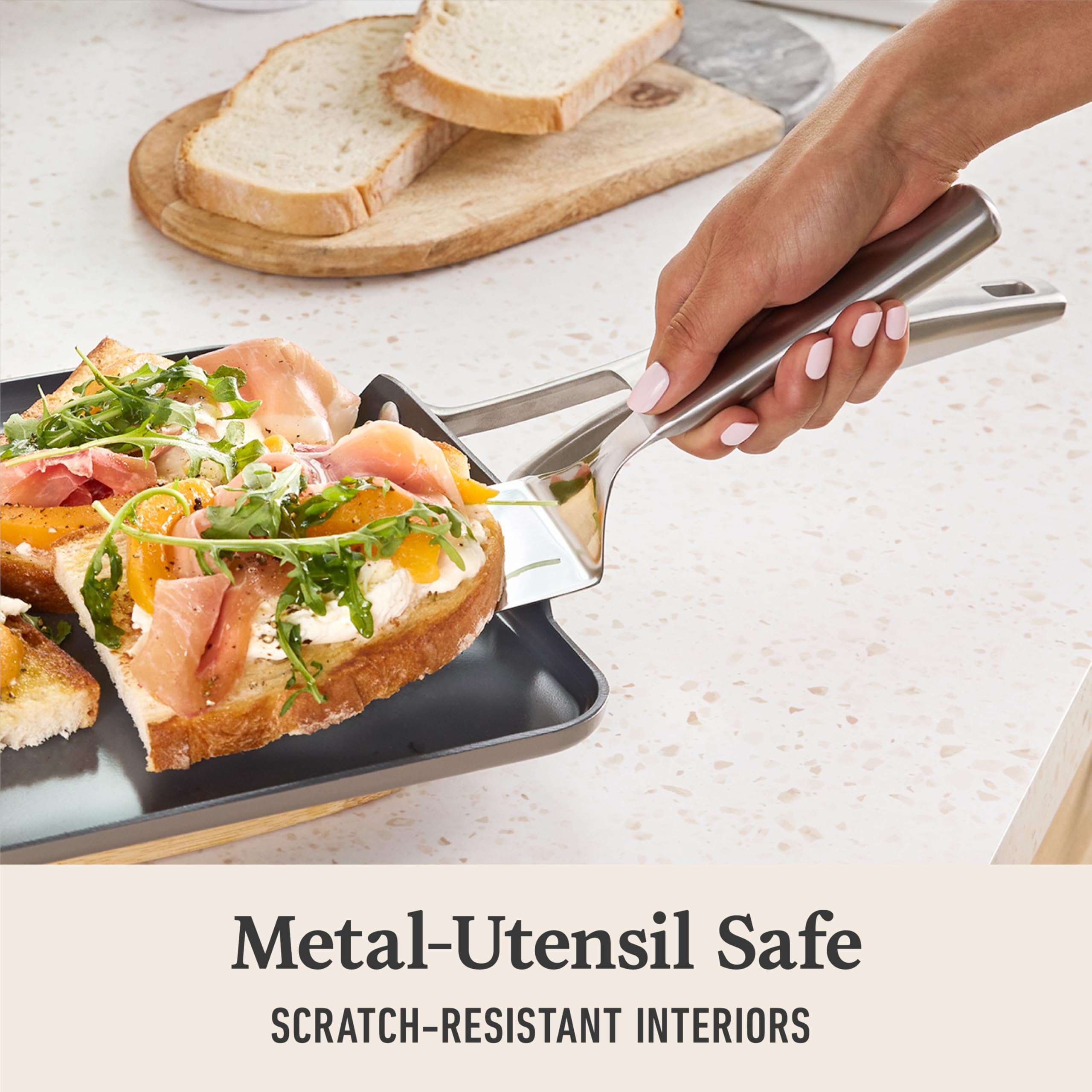 Calphalon® Premier Ceramic Nonstick 11" Square Griddle, Mushroom Grey - Image 6