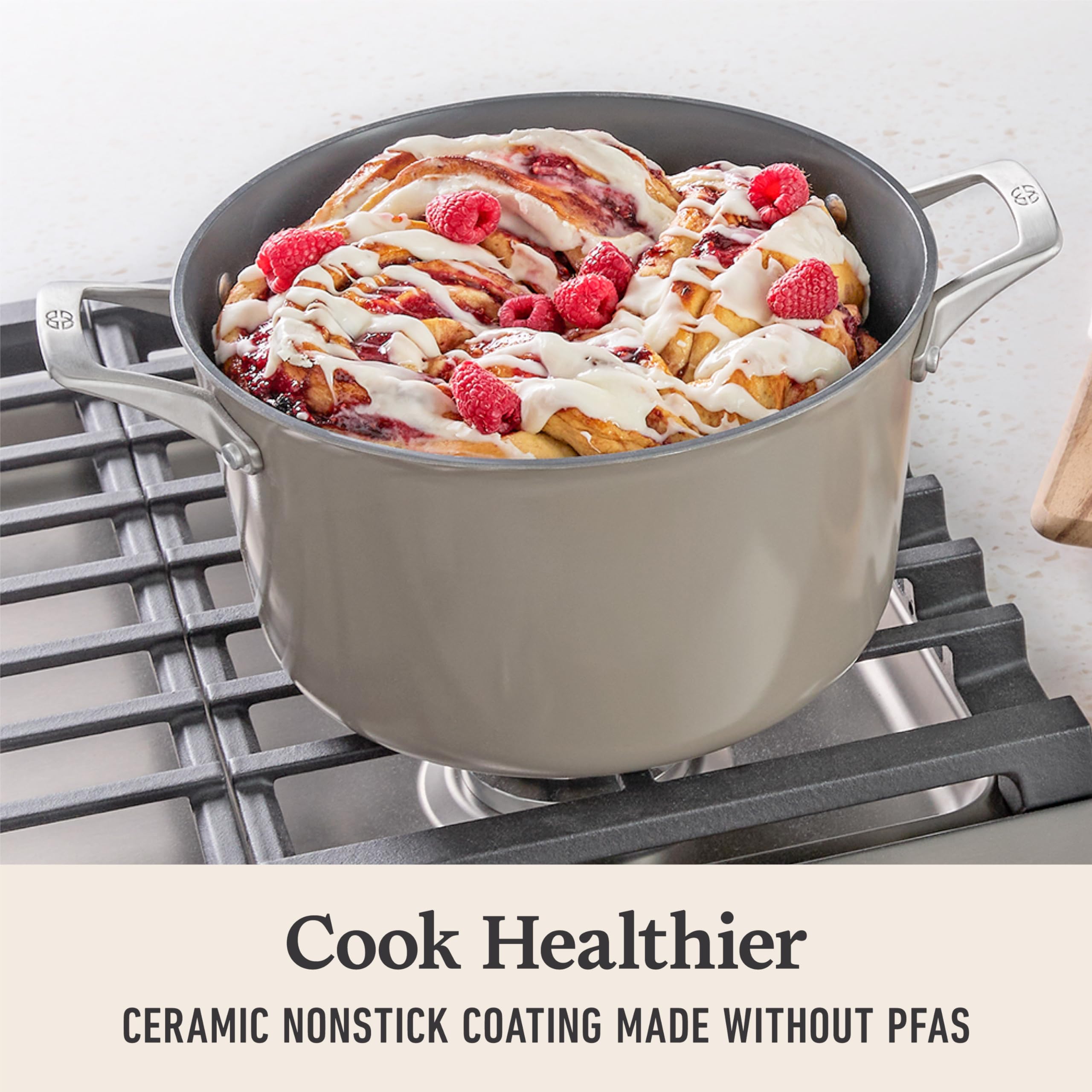 Calphalon® Premier Ceramic Nonstick 7-Qt. Dutch Oven with Lid, Mushroom Grey - Image 4