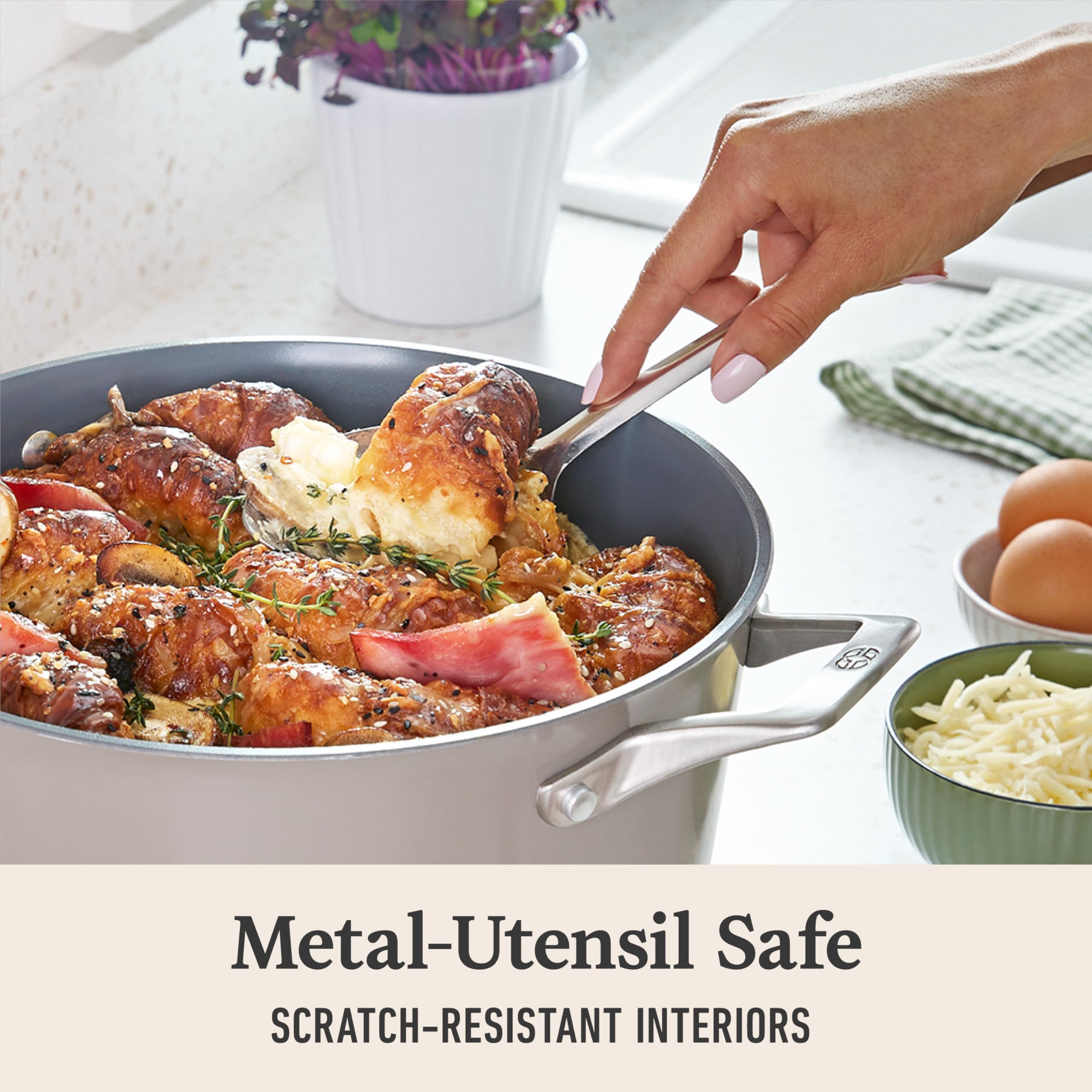 Calphalon® Premier Ceramic Nonstick 7-Qt. Dutch Oven with Lid, Mushroom Grey - Image 5