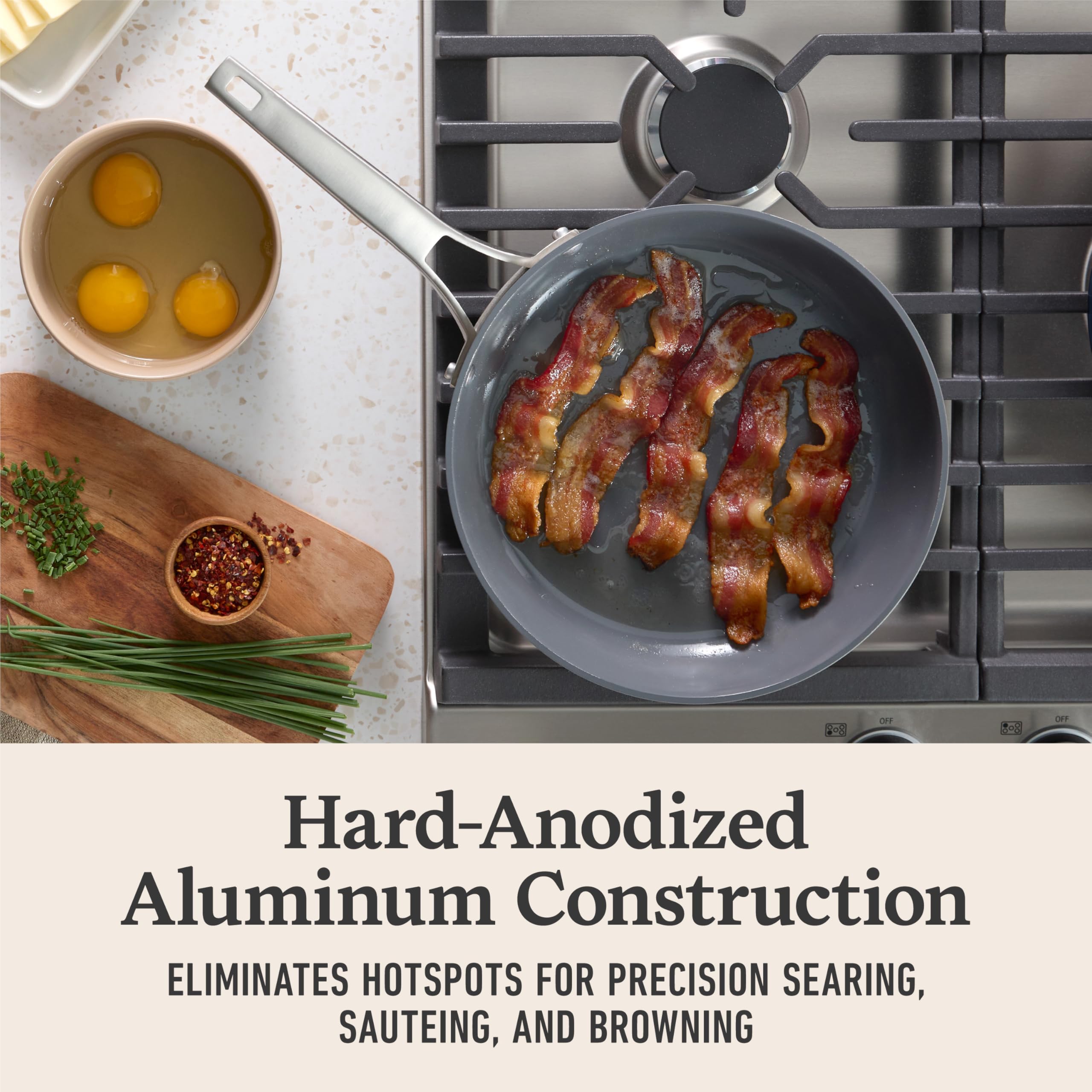 Calphalon® Premier Ceramic Nonstick 8" and 10" Frying Pan Set, Midnight Blue - Image 3