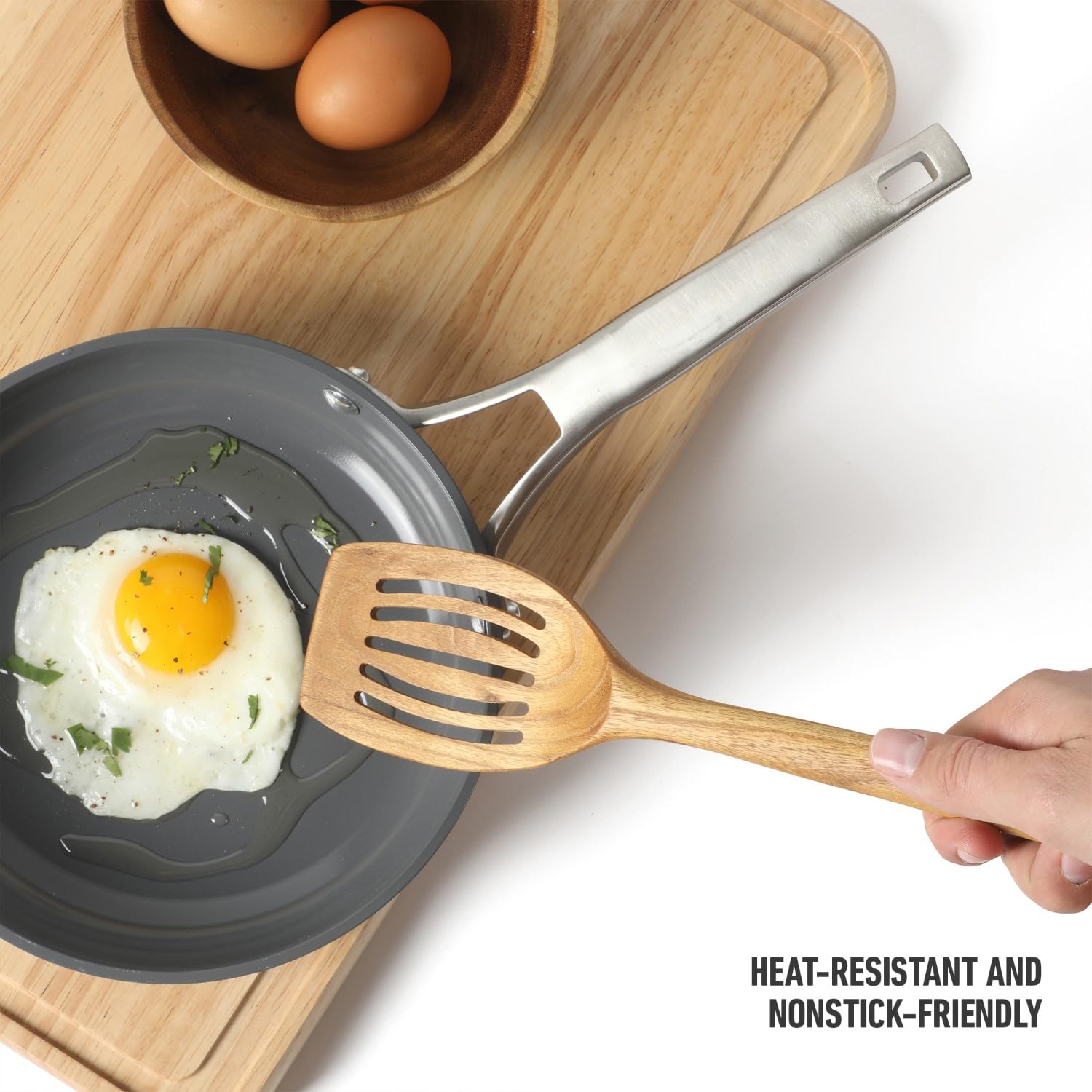 Calphalon Prime 13 Inch Teak Wood Slotted Turner - Image 3