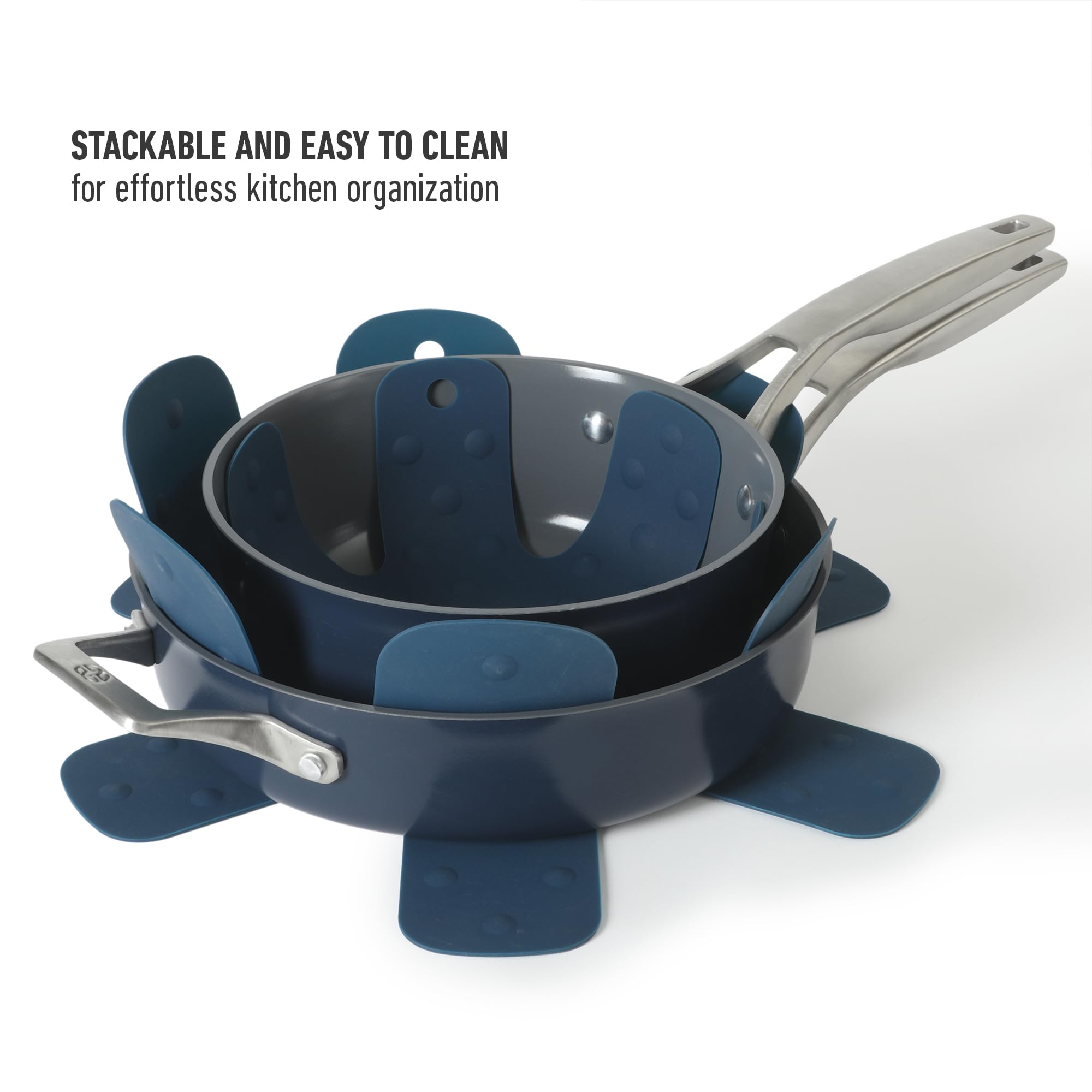 Calphalon Prime 3 Piece Silicone Trivet Pan Protector Set - Navy Blue - Image 4