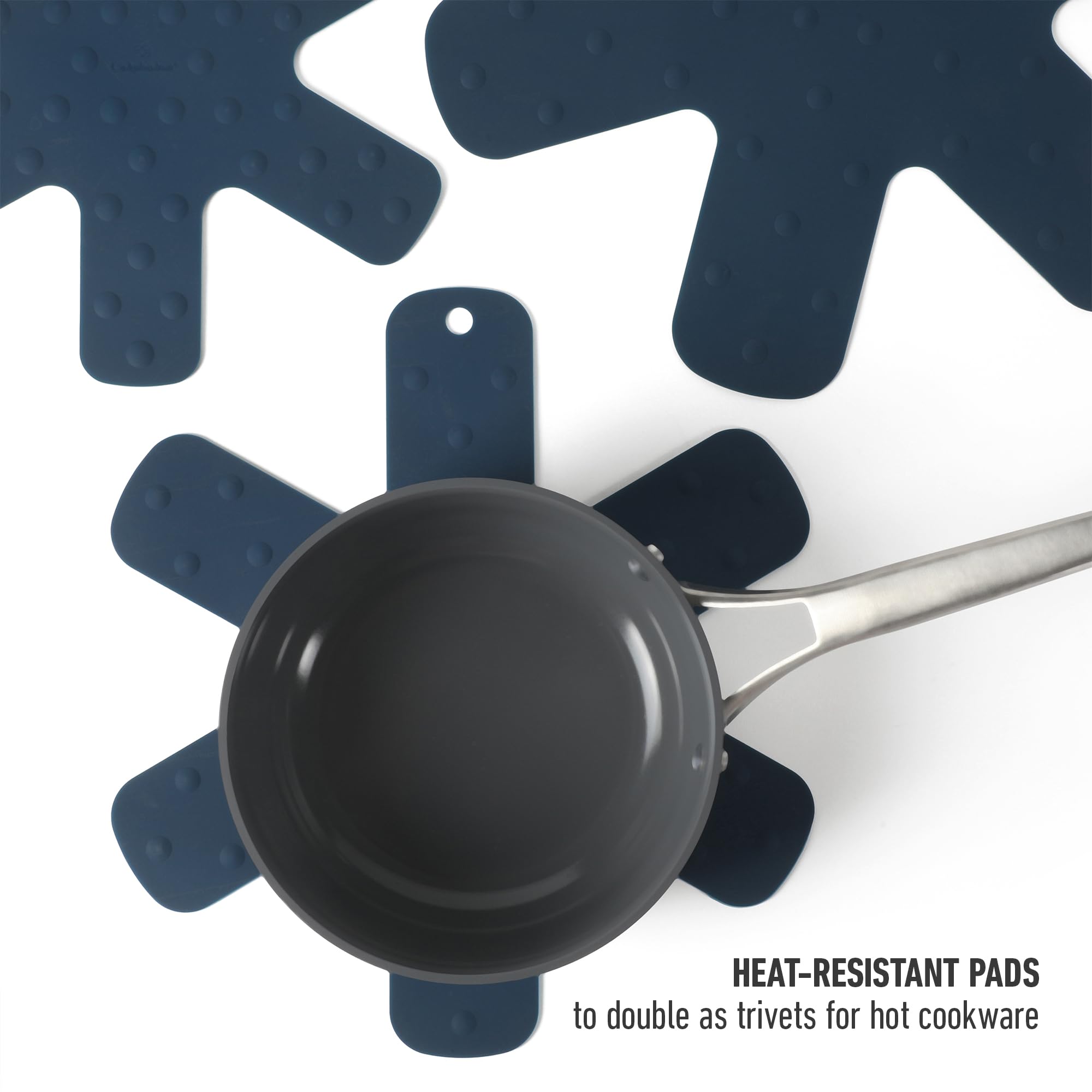 Calphalon Prime 3 Piece Silicone Trivet Pan Protector Set - Navy Blue - Image 6