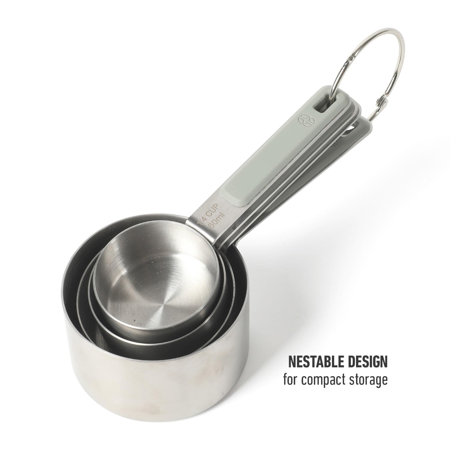 Calphalon Prime 4 Piece Stainless Steel Measuring Cups W/Taupe Silicone Handles - Image 5