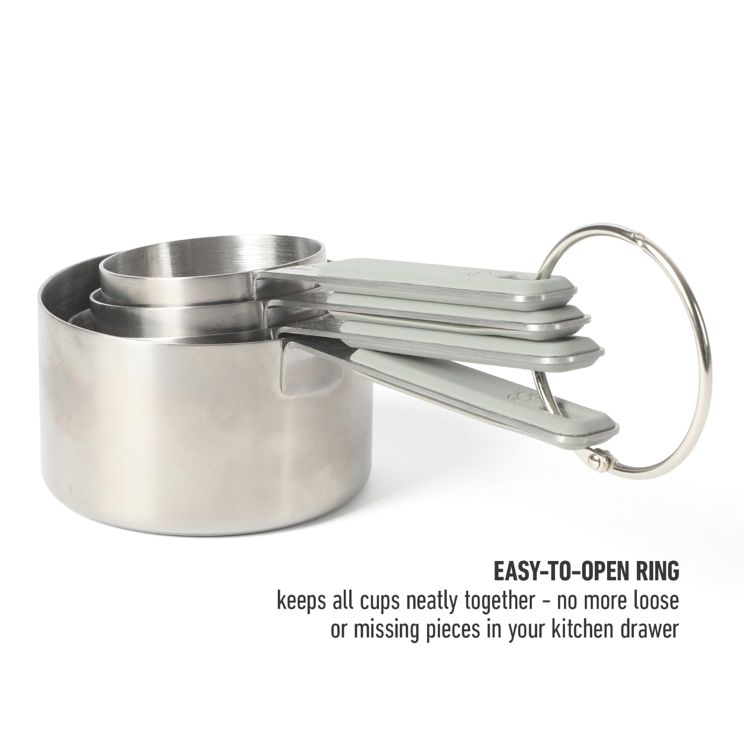 Calphalon Prime 4 Piece Stainless Steel Measuring Cups W/Taupe Silicone Handles - Image 8