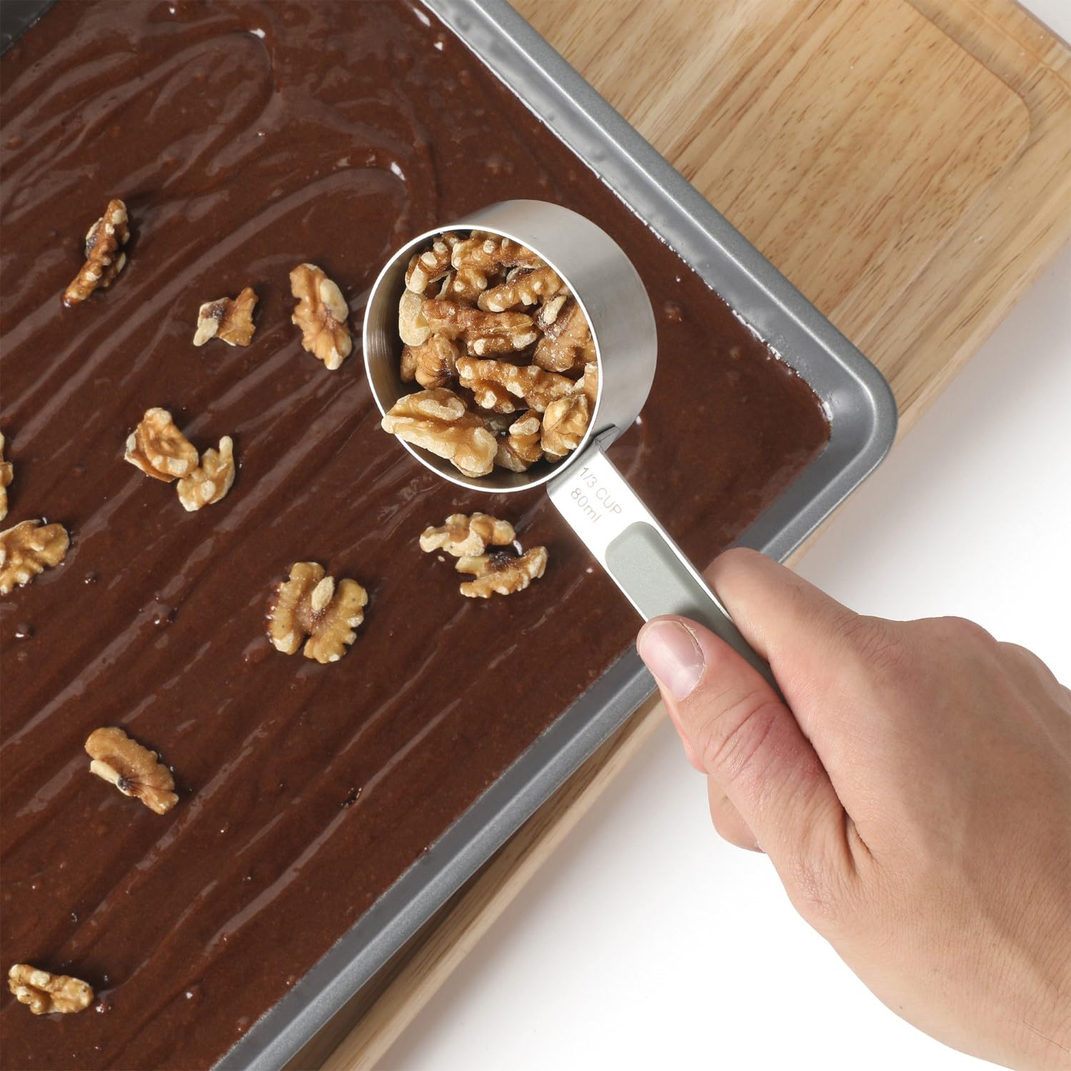 Calphalon Prime 4 Piece Stainless Steel Measuring Cups W/Taupe Silicone Handles - Image 9