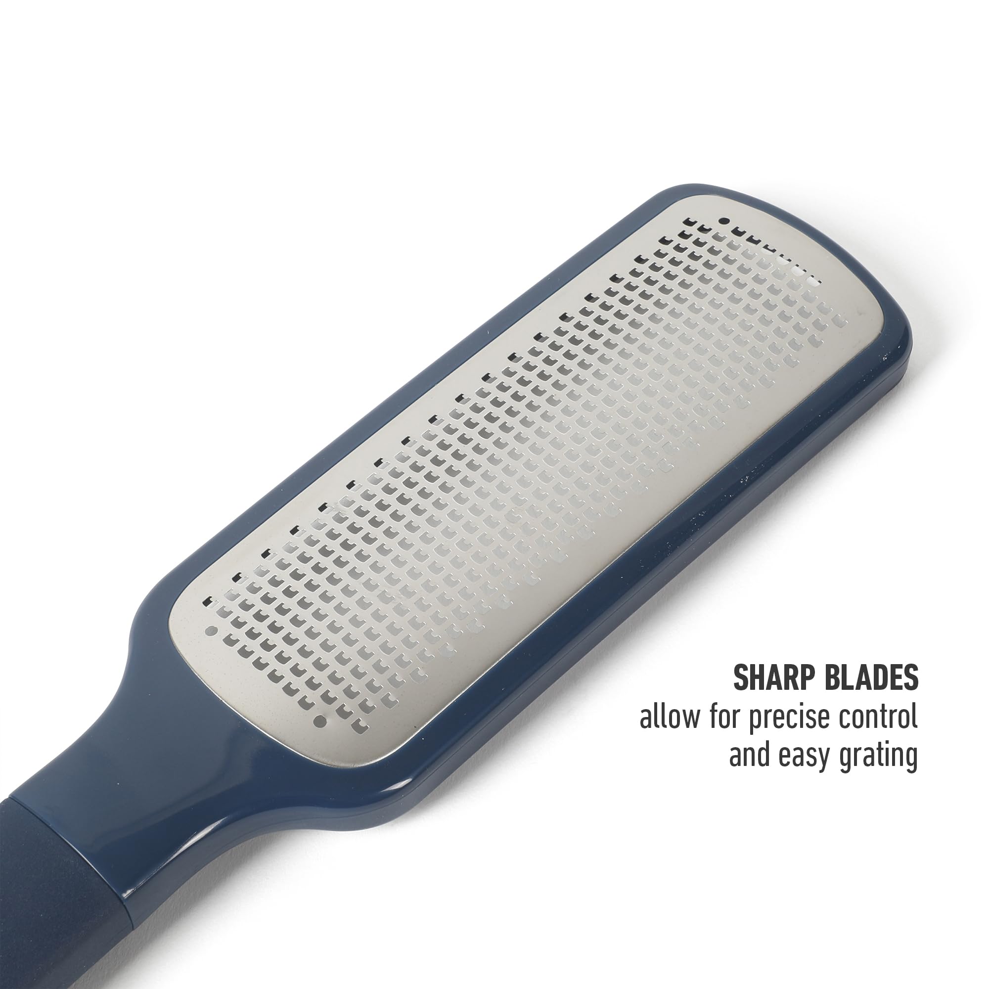 Calphalon Prime Stainless Steel Handheld Cheese Grater W/Cover & Rubber Handle - Navy Blue - Image 4